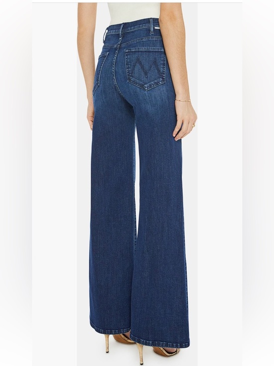 MOTHER Denim - MOTHER The Hustler Roller Sneak Jeans Denim Wide Leg Faded Dark Blue 28 $258 New